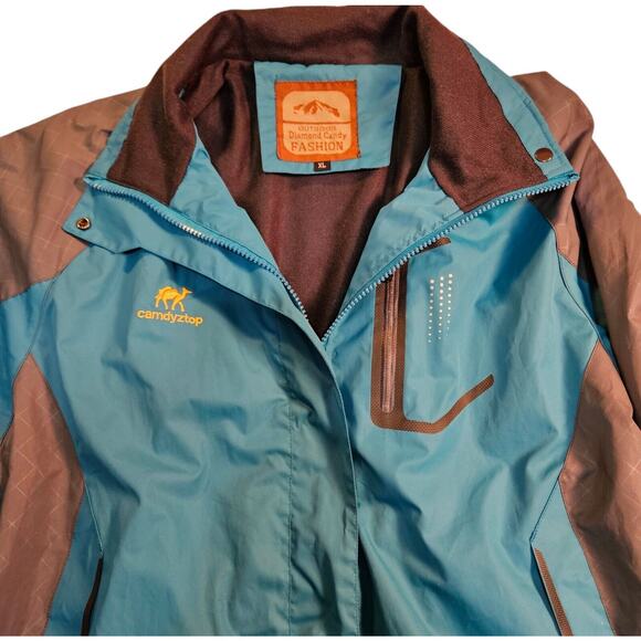 Outdoor Diamond Candy Women's XL Waterproof Breathable Teal & Gray Rain Jacket - Picture 6 of 16